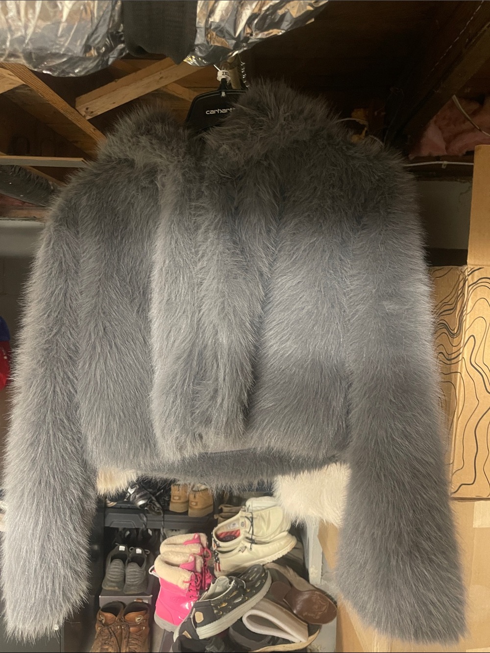 Faux Fur Cropped Jacket nwt wild fable target - Gray